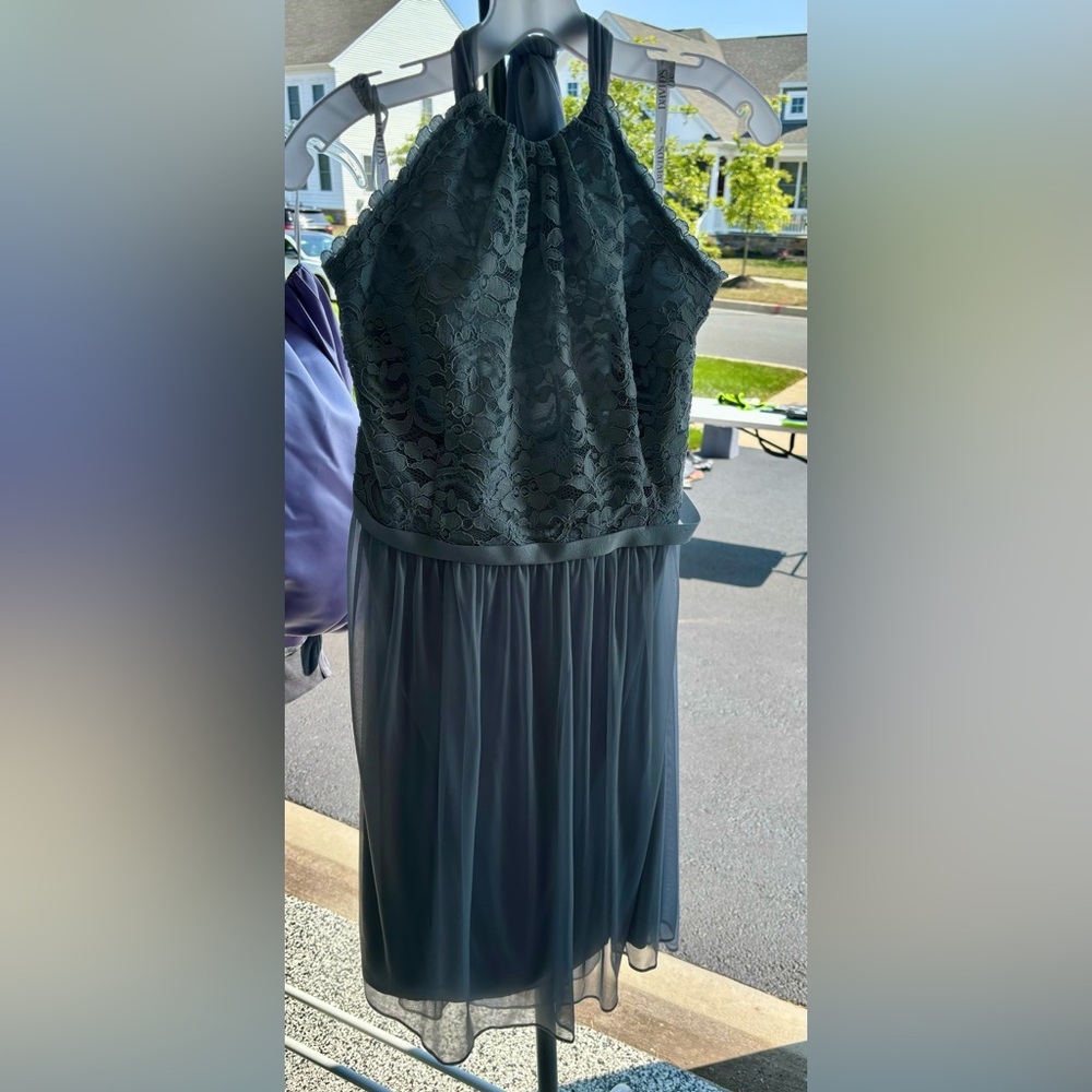Grey Bodice Halter short prom/wedding/party dress